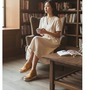 Soul Naturalizer Goodtimes Yellow Wedge Sandal Size 8